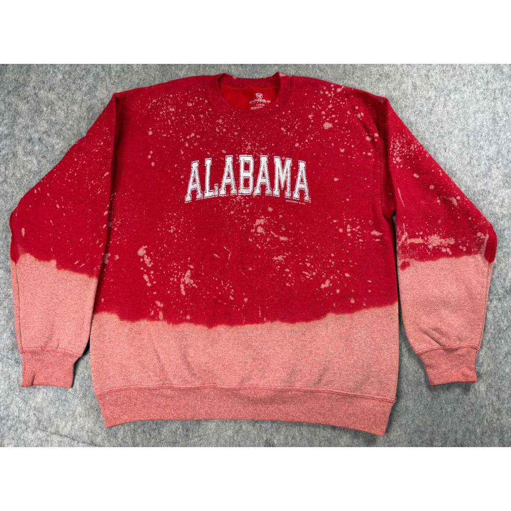 Southern Bliss Alabama Sweatshirt Womens Large Red Bleached Dip Dye Boho Western